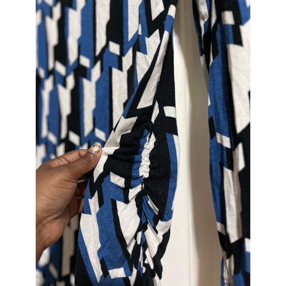 EUC Dana Buchman Top Blue Black White Long Sleeve Women’s Size LG - Picture 3 of 7